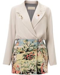 Rondooz - Hand Painted Crepe Wrap Midi Dress With Antique French Gobelin Tapestry & Hand Applied Embellishment - Lyst