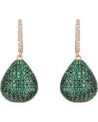 LÁTELITA London - Valerie Pear Drop Gemstone Earring Rosegold Emerald - Lyst