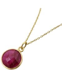 Harfi - Vermeil Plated Round Ruby July Birthstone Crystal Necklace - Lyst