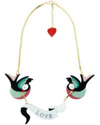 Gissa Bicalho - Handmade Acrylic Necklacce Swallows And Ribbon - Lyst