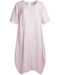 Haris Cotton - Linen Balloon Fit Dress With Front Pocket Lilac - Lyst