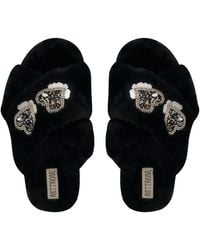 Rettrose - Katie Luxury Plush Diamanté Heart Embellished Handmade Slipper - Lyst