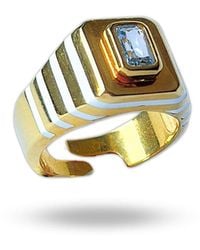 LINYA JEWELLERY - Octagon Stone Enamel Signet Ring - Lyst