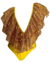 Julia Clancey - Victory Yellow Sequin Swim Suit - Lyst