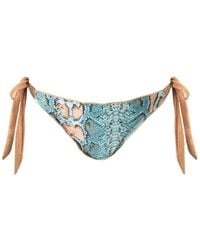 ELIN RITTER IBIZA - / Neutrals Ibiza Turquoise Blue Animal Snake Print Tie-side Ruched Bikini Bottom Sara Salinas - Lyst
