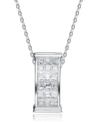 Genevive Jewelry - Sterling Silver White Cubic Zirconia Rectangular Frame Pendant - Lyst