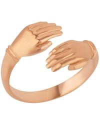 Spero London - New Hug Ring With Hands Sterling & Plated - Lyst