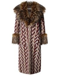 The Extreme Collection - Long Knit Coat With Faux Fur Flavia - Lyst