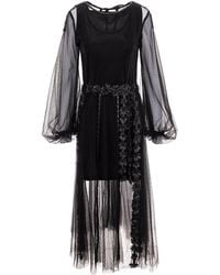 Silvia Serban - Textured Tulle Fit-And-Flare Dress With Volumetric Appliqués - Lyst