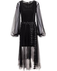 Silvia Serban - Textured Tulle Fit-and-flare Dress With Volumetric Appliqués - Lyst