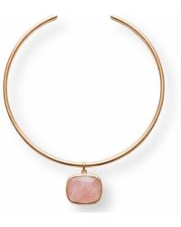 Divine Aria - Rose Quartz Natural Gemstone Choker Necklace - Lyst