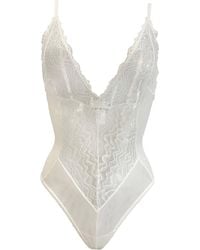 Carol Coelho - Spider's Web Tulle & Lace Contour V-Neck Bodysuit - Lyst
