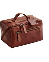 Posh Totty Designs - Tan Leather Lay Flat Wash Bag - Lyst