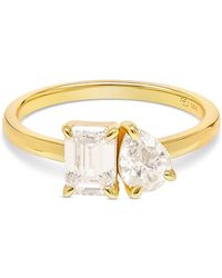 Esterah - Emerald Pear Cut Two Stone Ring - Lyst