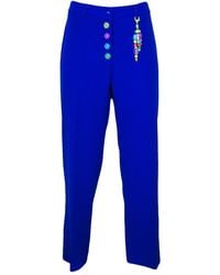 Lalipop Design - Flower Embroidered Cropped Sax Pants - Lyst