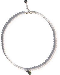 seree - Belle Pearl And Green Jade Choker - Lyst