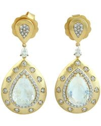 Artisan - Pear Shape Moonstone & Diamond Drop Earrings - Lyst