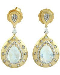 Artisan - Pear Shape Moonstone & Diamond Drop Earrings - Lyst