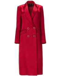 Lita Couture - Belted Midi Trench Coat In Satin Blend - Lyst