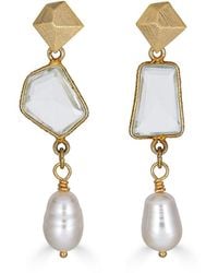 Loni Paul Jewelry - Asymmetrical Quartz & Pearl Earrings - Lyst