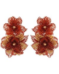 Lavish by Tricia Milaneze - Copper Mix Rose Maxi Handmade Crochet Earrings - Lyst