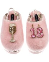 Laines London - Flatform Cloud Closed Toe Slippers With 18Th Birthday & Champagne Glass Brooches - Lyst