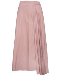 ARTISTA - Asymmetric Pleated Vegan Leather Midi Skirt - Lyst