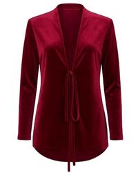 Conquista - Burgundy Velvet Cardigan With Ties - Lyst