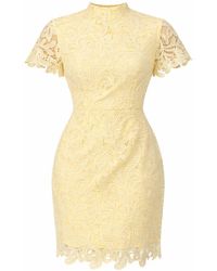 Girl In Mind - Maryam Cap Sleeve High Neck Lace Mini Dress - Lyst