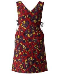 IZABELA MANDOIU - Brocade Mini Pinafore Dress With Floral Embroidery - Lyst