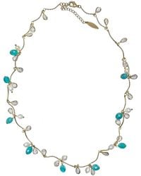 Farra - Teardrop Crystal And Amazonite Charm Delicate Necklace Necklace - Lyst