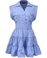Smart and Joy - Striped Tiered Panels Mini Shirt Dress - Lyst