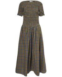 Amy Lynn - Beatrix Pure Cotton Smocked Plaid Midi Dress - Lyst