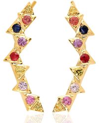 Artisan - Multi-Color Sapphire Geometric Ear Climber Earrings - Lyst