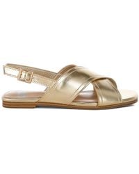 Rag & Co - Kanon Metallic Pleather Criss-Cross Flats - Lyst