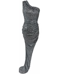 Monice London - Mimi One Shoulder Asymmetric Sequin Dress- Gunmetal - Lyst