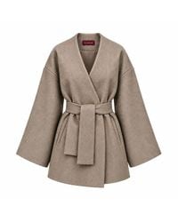 Mandragora - Neutrals Oversized Wool Kimono With Belt Arke - Lyst