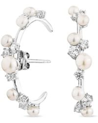 SALLY SKOUFIS - Eclipse Earrings With Natural Pearls & Made Cz Diamond Stimulant - Lyst