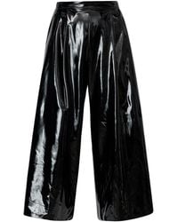 LIA ARAM - Wrap-Around Faux Leather Cropped Trousers - Lyst