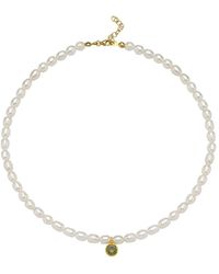 LINYA JEWELLERY - Cosmic Big Pearl Zodiac Necklace Light Birthtone - Lyst