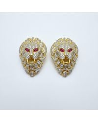Silver & Elegant Co. - The Majestic Crystal Lion Studs - Lyst