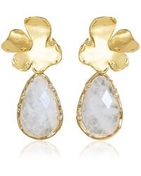Rare Matters Jewelry - Golden Flora Statement Clear Quartz Drop Earrings - Lyst