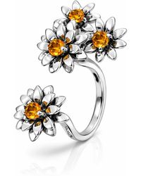 Unaloe - Sterling Flower Ring With Natural Citrine – Floral Gemstone Ring, Luxury Italian Artisan Jewelry For - Lyst