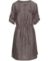 Conquista - Straight Linen Dress With Belt Detail - Lyst