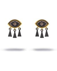 Ebru Jewelry - Guardian Eye Fringe Two-Tone Stud Earrings - Lyst