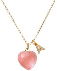 VALERIE CHIC - Initial Letter Cherry Quartz Heart Necklace - Lyst