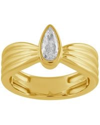 Artisan - 14K Bezel Pear Diamond Ribbed Ring - Lyst