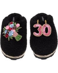 Laines London - Teddy Closed Toe Slippers With 30Th Birthday & Flowers Brooches - Lyst