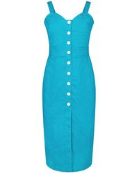 Deer You - Queenie Sweetheart High Waisted Dress In Teal Pin Spot - Lyst