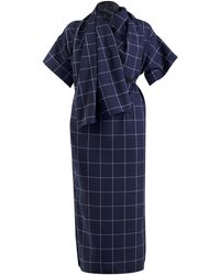 Meem Label - Dexter Navy Large Grid Dress - Lyst